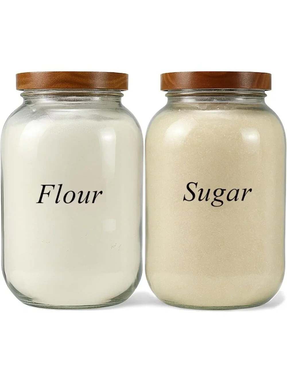 2 Pack Airtight Glass Storage Jars with Wooden Lids - 1 Gallon Wide Mouth
